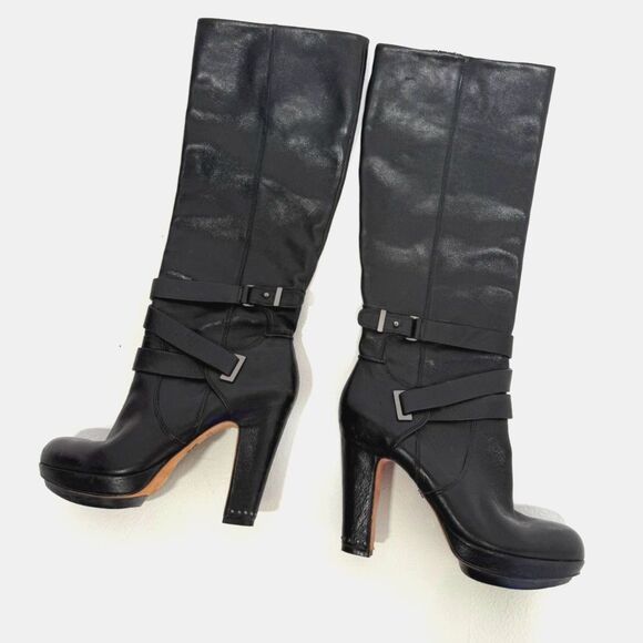 BCBGMaxAzria Shoes - BCBG Mandy boot - Leather knee-high Moto Boots With Rubber Heel Cap